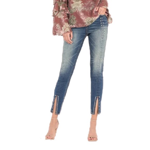 Miss Me X Marks the Spot Ankle Crop Skinny Jeans Size 27 - Picture 2 of 6